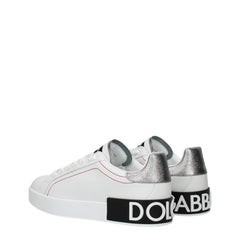 Dolce & Gabbana White Leather Low Top Sneakers