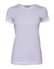 Dolce & Gabbana Weißes Baumwoll-T-Shirt mit Rundhalsausschnitt und kurzen Ärmeln