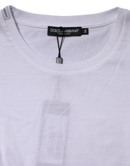 Dolce & Gabbana Weißes Baumwoll-T-Shirt mit Rundhalsausschnitt und kurzen Ärmeln