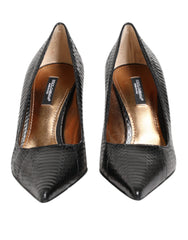 Dolce & Gabbana Pumps aus schwarzem Exotenleder mit Stilettoabsatz