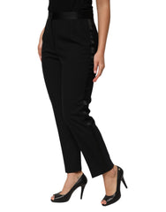 Dolce & Gabbana Schwarze High-Waist Hose aus Wolle mit schmal zulaufendem Bein