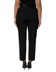 Dolce & Gabbana Schwarze High-Waist Hose aus Wolle mit schmal zulaufendem Bein