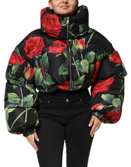Dolce & Gabbana Bunter Blumen-Puffer-Mantel mit durchgehendem Reißverschluss