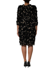 Dolce & Gabbana Schwarzes Shift-Kleid aus Viskose mit Perlenstickerei