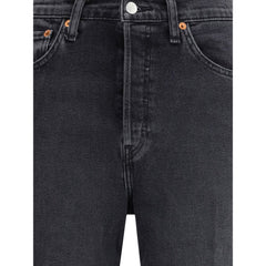 RE/DONE Black Cotton Flared Jeans