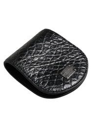 Dolce & Gabbana Black Exotic Skin Coin Condom Case Holder Pocket Wallet