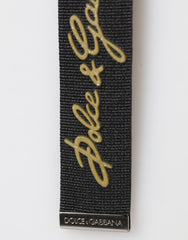 Dolce & Gabbana Schwarz Gelb Polyester DG Logo Silber Schlüsselanhänger