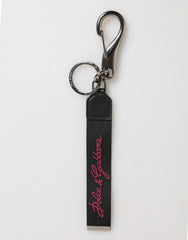 Dolce & Gabbana Black Red Polyester DG Logo Silver Men Keychain Keyring