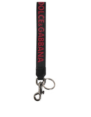 Dolce & Gabbana Schwarz Rot DG Logo Polyester Silber Herren Schlüsselanhänger