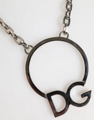Dolce & Gabbana Herrenkette mit DG-Logo-Anhänger aus silberfarbener Messingkette