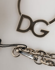 Dolce & Gabbana Herrenkette mit DG-Logo-Anhänger aus silberfarbener Messingkette