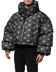 Dolce & Gabbana Schwarze DG Monogramm Steppjacke mit durchgehendem Reißverschluss für Herren