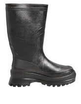 Dolce & Gabbana Metallic Black Pull On Gummistiefel Herrenschuhe
