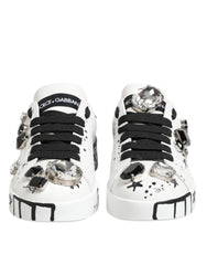 Dolce & Gabbana Weiße Portofino Crystal Sneakers Schuhe