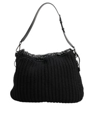 Dolce & Gabbana Schwarze Kaschmir Strickleder Umhängetasche Damen Borse