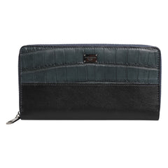 Dolce & Gabbana Schwarze Blaue Exotische Leder Herren Kontinentale Clutch Geldbörse