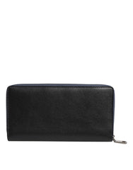 Dolce & Gabbana Schwarze Blaue Exotische Leder Herren Kontinentale Clutch Geldbörse