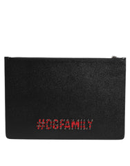 Dolce & Gabbana Schwarze Leder-Clutch #DGFAMILY mit Verzierung für Herren