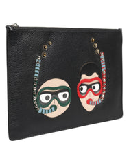 Dolce & Gabbana Schwarze Leder-Clutch #DGFAMILY mit Verzierungen für Herren