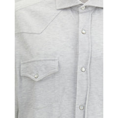 Brunello Cucinelli Gray Denim Shirt