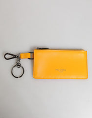 Dolce & Gabbana Gelb Orange Leder Kreditkarten-Schlüsseletui mit Clip-Börse