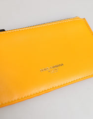 Dolce & Gabbana Gelb Orange Leder Kreditkarten-Schlüsseletui mit Clip-Börse