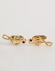 Dolce & Gabbana Goldene Musiknoten Metall Messing Anstecker Herren Accessoire Manschettenknöpfe