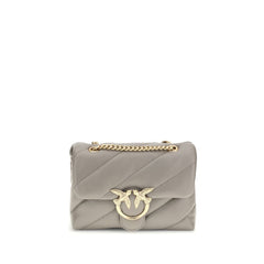 PINKO Gray Calf Leather Bos Taurus Shoulder Bag