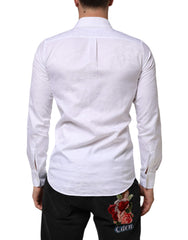Dolce & Gabbana Weißes Baumwollhemd MARTINI mit Paisley-Jacquard