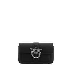 PINKO Black Calf Leather Bos Taurus Shoulder Bag