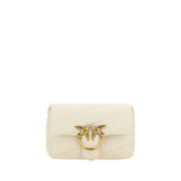 PINKO White Calf Leather Bos Taurus Shoulder Bag