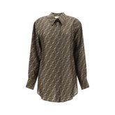 Fendi Brown Silk Pattern Shirt
