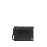 Fendi Black Calf Leather Bos Taurus Clutch Bag
