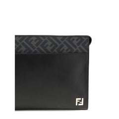 Fendi Black Calf Leather Bos Taurus Clutch Bag