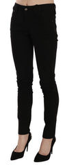 John Galliano Schwarze Mid Waist Slim Fit Skinny Denim Freizeit-Hose Jeans