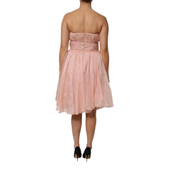 Dolce & Gabbana Pinkes Seidenchiffon A-Linien Falten-Midi-Kleid