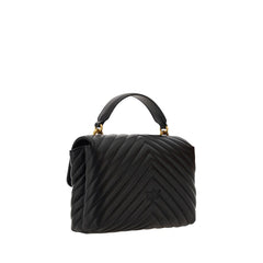 PINKO Black Calf Leather Bos Taurus Handbag