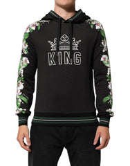 Dolce & Gabbana KING Schwarzer Orchideen-Blumenkronen-Logo-Kapuzenpullover