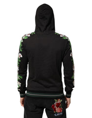 Dolce & Gabbana KING Schwarzer Orchideen-Blumenkronen-Logo-Kapuzenpullover