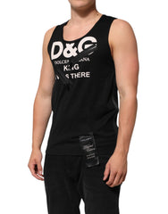 Dolce & Gabbana Schwarzes ärmelloses Tanktop aus Baumwolle mit DG-Logo für Herren
