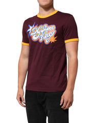 Dolce & Gabbana Burgundrotes Baumwoll-T-Shirt mit DG Super King Logo