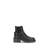 Valentino Garavani Black Calf Leather Bos Taurus Ankle Boots