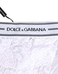 Dolce & Gabbana Slip aus weißer Spitze mit Logo-Bund Unterwäsche