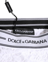 Dolce & Gabbana Slip aus weißer Spitze mit Logo-Bund Unterwäsche