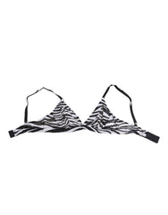 Dolce & Gabbana Schwarz-Weiß Zebra-Print Transparenter Mesh Bralette Unterwäsche