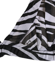 Dolce & Gabbana Schwarz-Weiß Zebra-Print Transparenter Mesh Bralette Unterwäsche