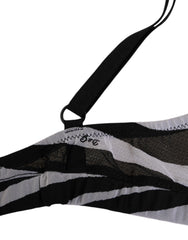 Dolce & Gabbana Schwarz-Weiß Zebra-Print Transparenter Mesh Bralette Unterwäsche