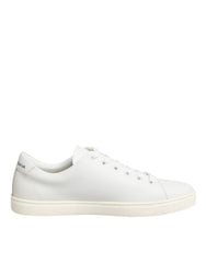 Dolce & Gabbana Weiße Leder-Sneaker mit Heiligem Herz Patch