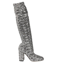 Dolce & Gabbana Schuhe Silber Pailletten Glitzer High Heel Stiefeletten Stiefel