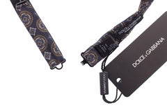 Dolce & Gabbana Blaue Seiden-Barock-Fantasi-gebundene Fliege Papillon